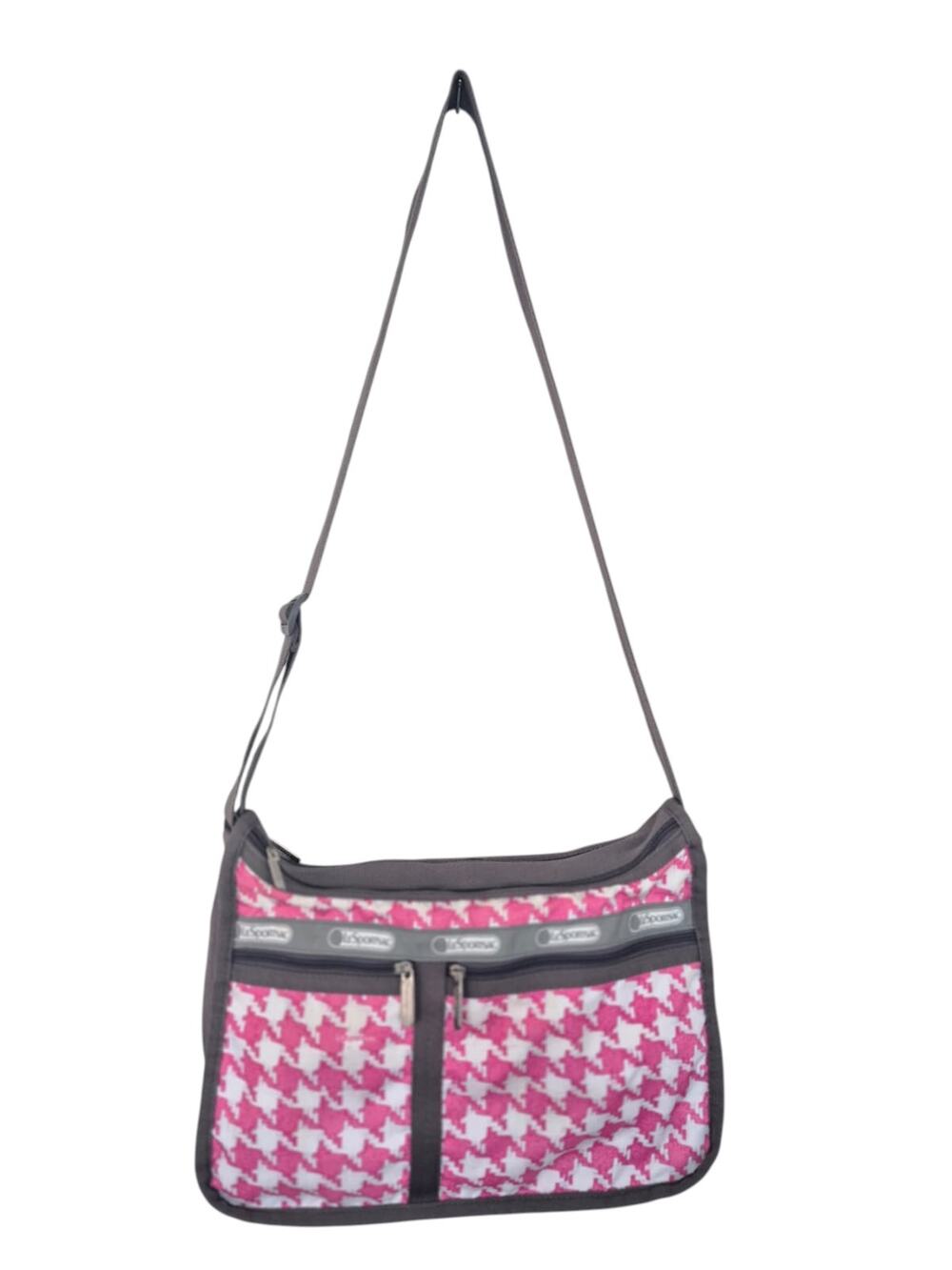 Le SportSac Deluxe Everyday Bag White Pink Shoulder Crossbody Travel Expands